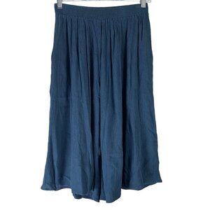 Noul Size Small Gaucho Pants Navy Blue Capri Shorts Elastic Waistband Flare Leg